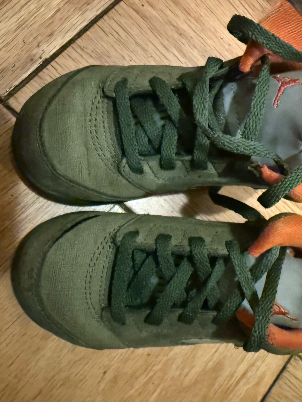 Jordan Kids Olive Green and Orange Lace-Up Sneakers